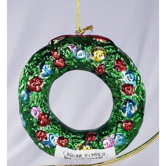 Metal Christmas Ornament Wreath Bear Deer Bulb Lot of 2 Jansound - Picture 3 of 9